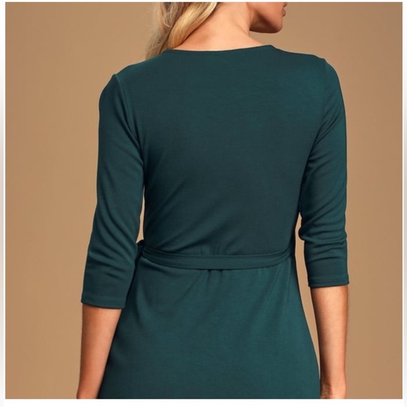 Lulu's Deep Green Long Sleeve Dress - Picture 3 of 6